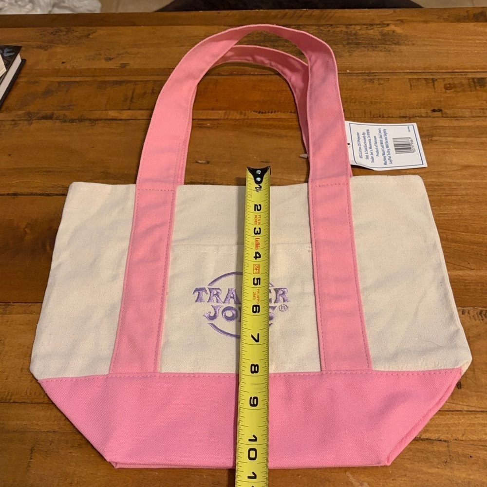 Trader Joe’s Pink and Cream Canvas Tote Bag - Picture 4 of 5